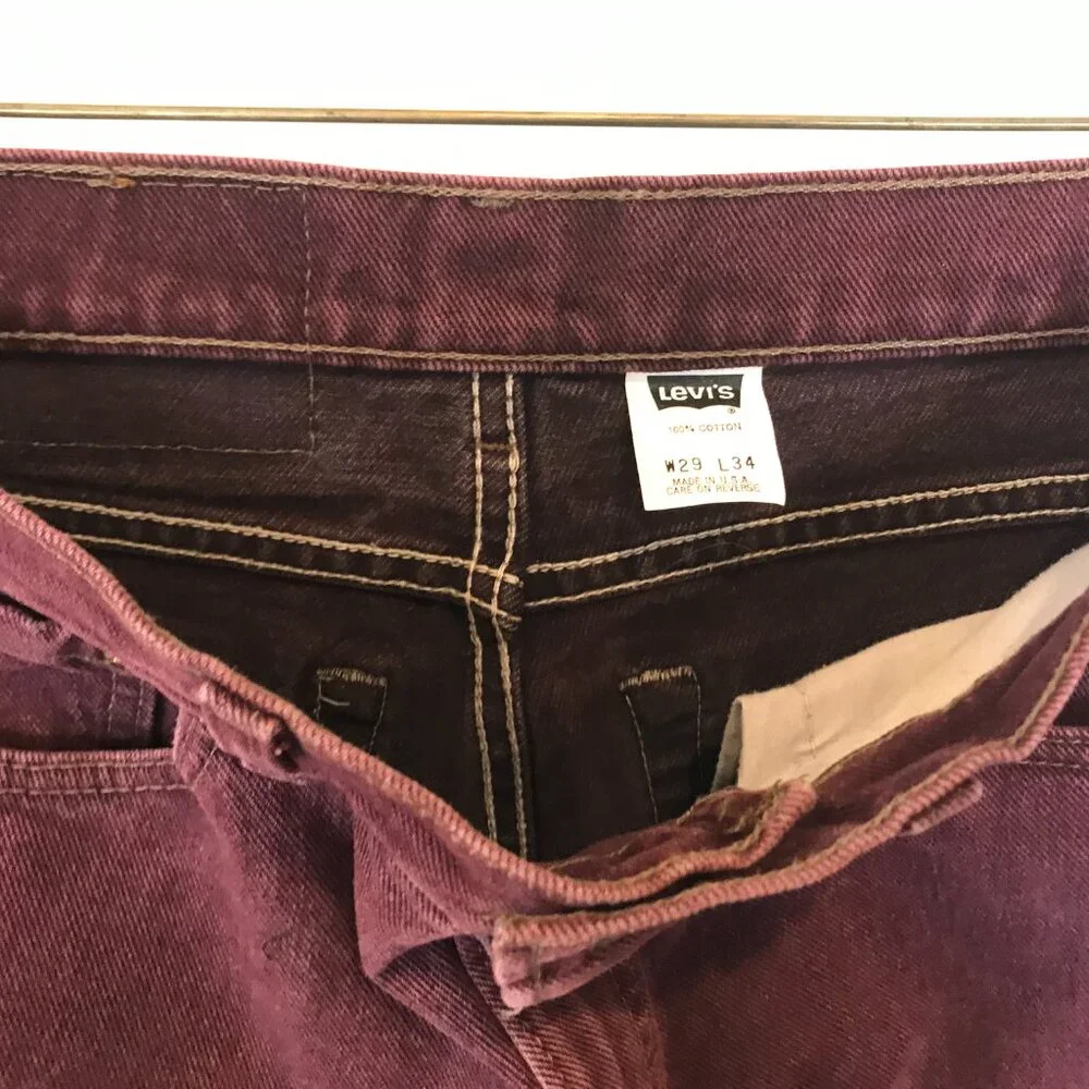 Levi's Mens Size 29 29x34 Wine Purple 550 Vintage 90s 100% Cotton Denim Jeans